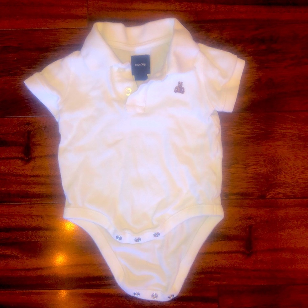 White baby Gap onesie with collar